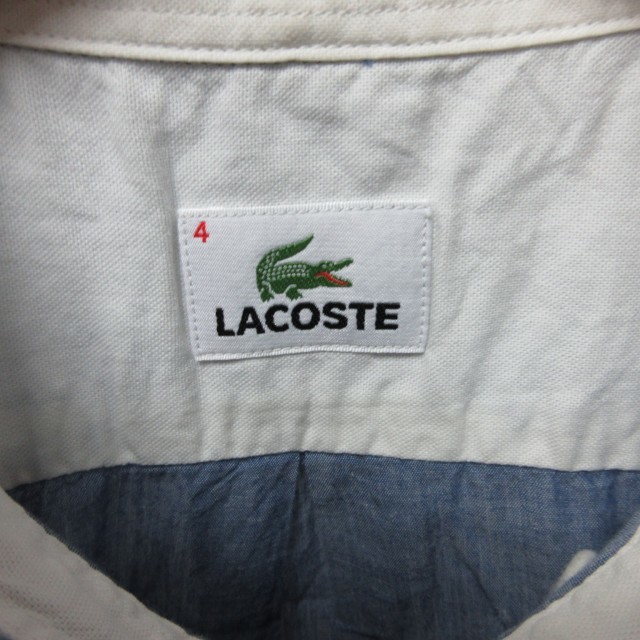 ラコステ LACOSTE シャンブレーシャツ 長袖 ボタンダウン ライトブルー 4 約Mサイズ_画像6