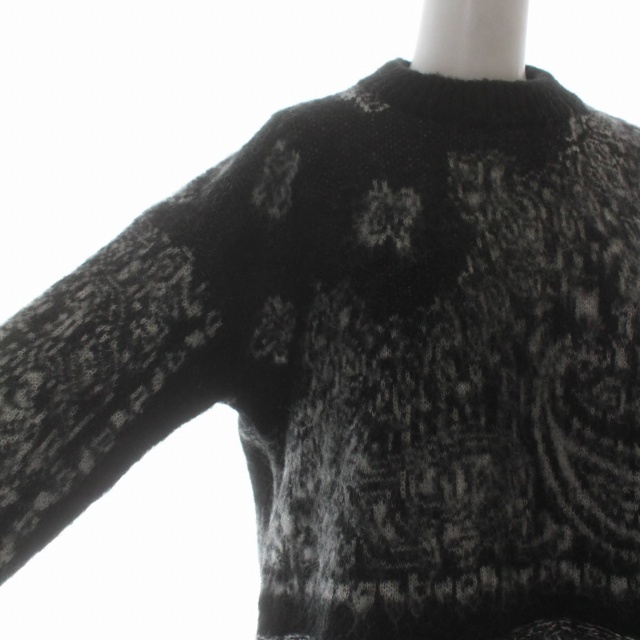 サカイ sacai 22AW Bandana Jacquard Knit Pullover ニット セーター フリンジ クルーネック 22-06596 長袖 2 M 黒 ブラック グレー_画像4