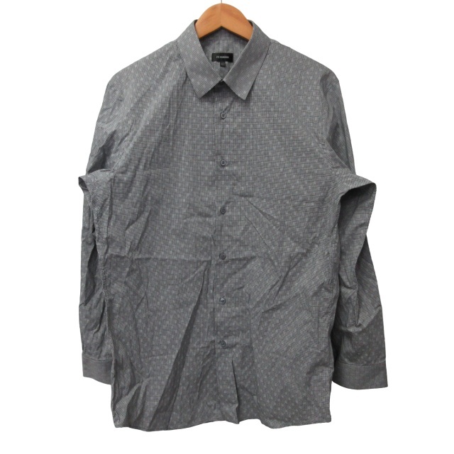 ジルサンダー JIL SANDER 総柄 ドレスシャツ ワイシャツ レギュラーカラー コットンナイロン 長袖 40 約M グレー 0122 メンズ