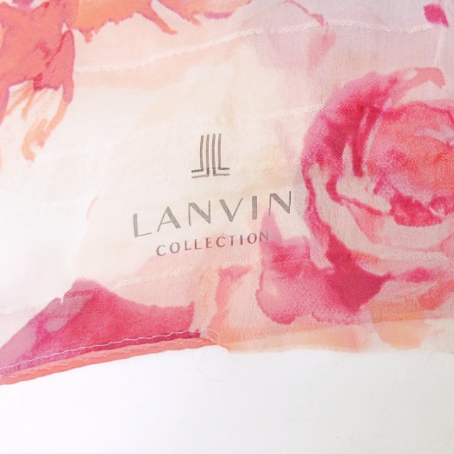 ランバン LANVIN コレクション ストール スカーフ ショール 総柄 赤 レッド 0120 レディース_画像4