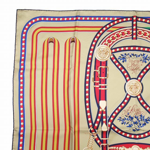 美品 2021年製 エルメス HERMES カレ 90 スカーフ Grand Tralala グラントゥラララ シルクツイル 大判 ストール ショール Carre Scarf_画像2