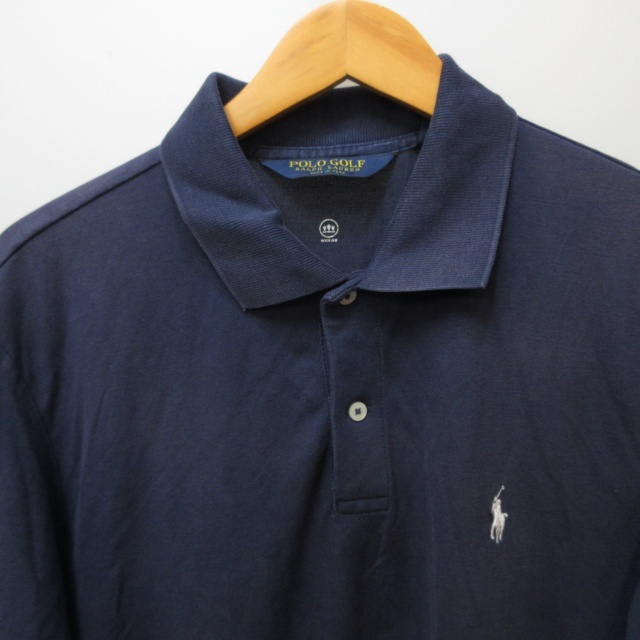 ポロゴルフ ラルフローレン POLO GOLF RALPH LAUREN ポロシャツ カットソー ゴルフ ウエア ストレッチ有 刺? 半袖 紺 ネイビー Mサイズ_画像3