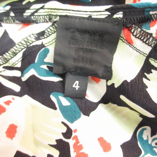 アナスイ ANNA SUI 美品 フレアスカート シルク 総柄 USA製 膝丈 黒 ブラック マルチカラー 4 Mサイズ 0125 レディースの画像6
