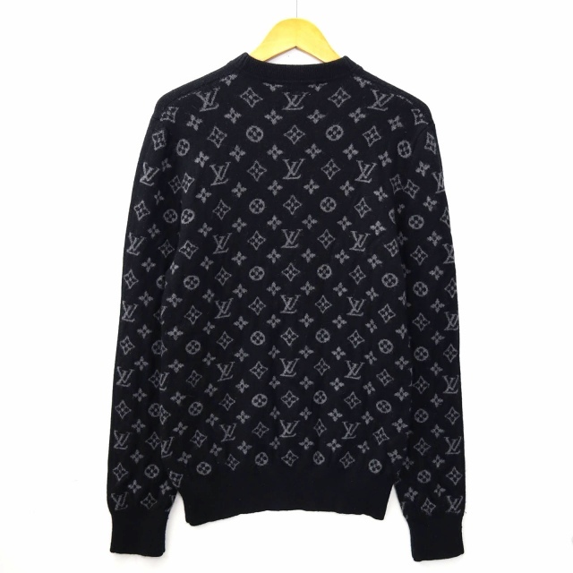 ルイヴィトン LOUIS VUITTON クルーネック カシミヤ/ウール ハーフモノグラム ニット セーター S BLACK(ブラック) 国内正規品 メンズ_画像1