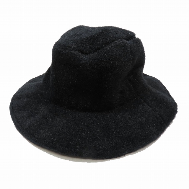 美品 サイト s'yte ヨウジヤマモト YOHJI YAMAMOTO バケットハット つば広帽 帽子 起毛 黒 ブラック UV-H37-920/5 メンズ レディース