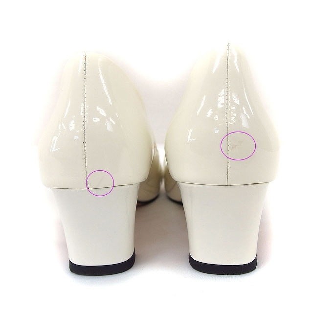 オリエンタルトラフィック ORIENTAL TRAFFIC パンプス 靴 チェーン装飾 スクエアトゥ 変形ヒール 光沢感 24 アイボリー /HT18 レディース_画像5