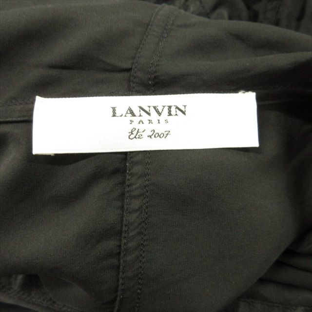 ランバン LANVIN ドレープ シルク ロング カットソー シャツ ワンピース 無地 タートルネック 36 黒 ブラック レディース_画像7