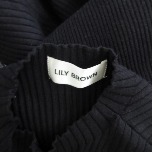 リリーブラウン Lily Brown 近年 ニットワンピース ドレス ロング ブラック 黒 F LWNT224093 0129 レディース_画像7