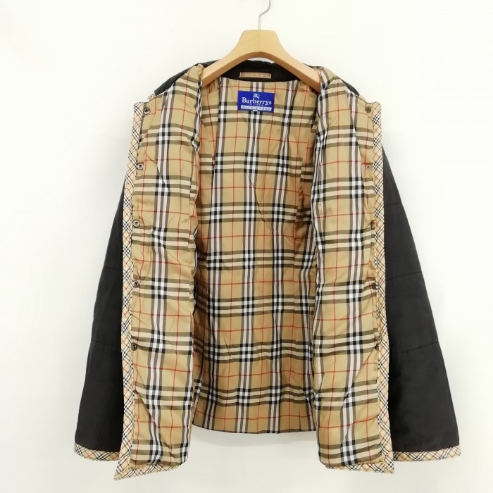 バーバリーズブルーレーベル Burberry's BLUE LABEL キルティング パフ ジャケット ノバチェック トリム 中綿 ヴィンテージ 40 ブラック系_画像6