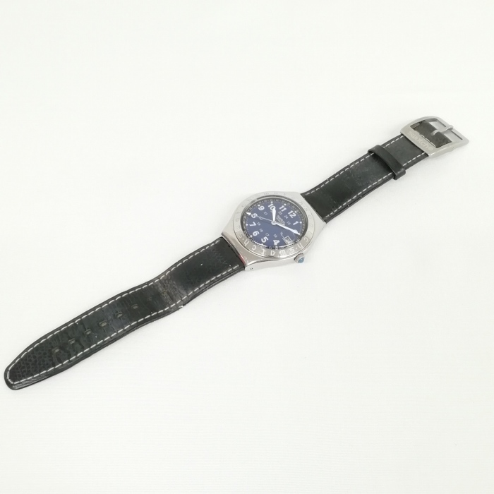  Swatch SWATCH irony кварц наручные часы кожаный ремень темно-синий циферблат мужской 