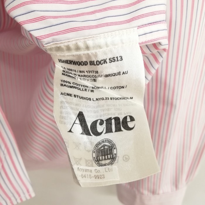 アクネ ストゥディオズ Acne Studios 13SS ストライプ シャツ ボタンダウン 切替 48 ピンク系 メンズ_画像5