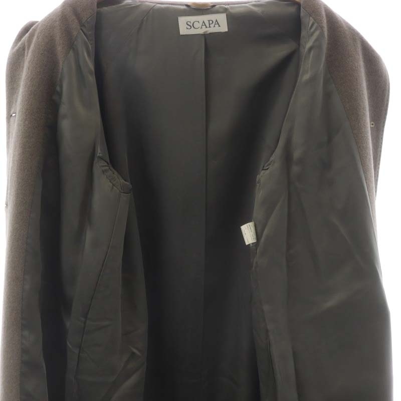  Scapa SCAPA Anne gola turn-down collar coat outer long 40 mocha gray /HS #OS lady's 