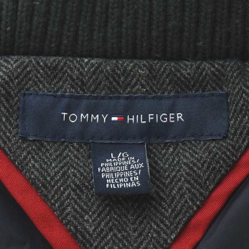 トミーヒルフィガー TOMMY HILFIGER 中綿ベスト ヘリンボーン ウール混 L グレー /AN16 メンズ_画像3