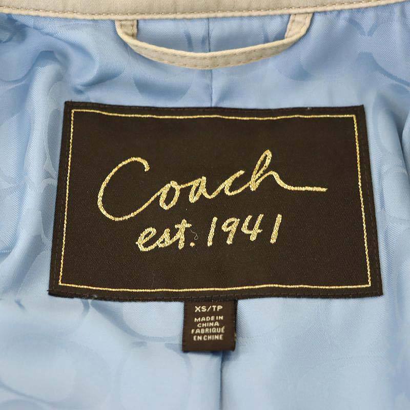 コーチ COACH トレンチコート ミドル 総裏地 ベルト付き XS ベージュ /MI ■OS レディース_画像3