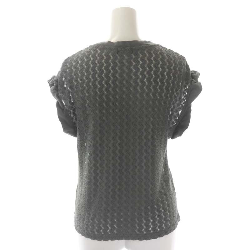  Ships SHIPS valve(bulb) .s frill sleeve cut and sewn French sleeve gray /HS #OS lady's 
