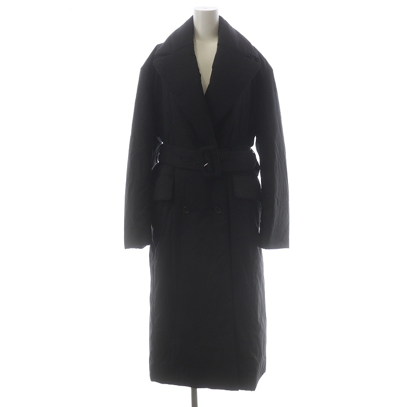 ルシェルブルー LE CIEL BLEU 22AW Padded Robe Coat 中綿テーラードコート ロング ダブル ベルト 36 S 黒 ブラック 24A69607 /SI16