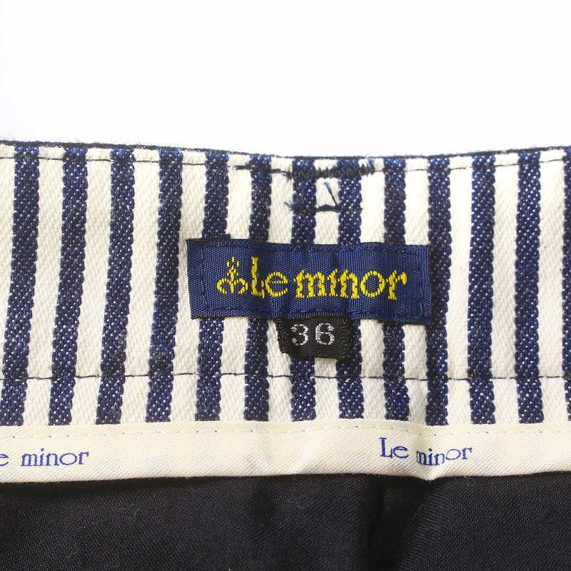  Le Minor Leminor wide pants Zip fly wool .36 S navy blue navy /KU lady's 