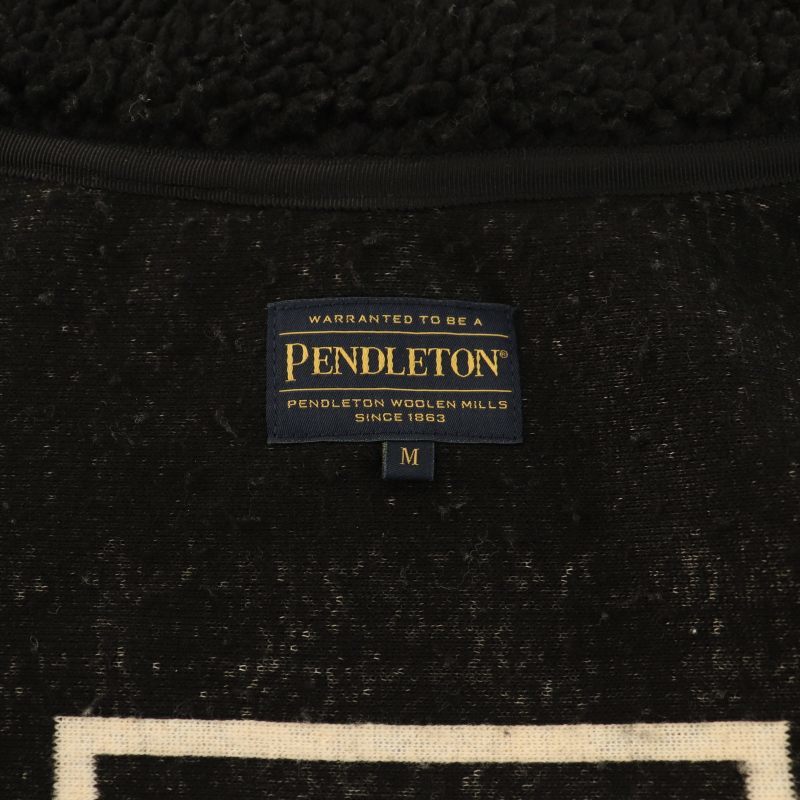 ペンドルトン PENDLETON ビーミングバイビームス B:MING by BEAMS別注 ボアジャケット ブルゾン ハーディング柄 M 黒 白 レディース_画像4