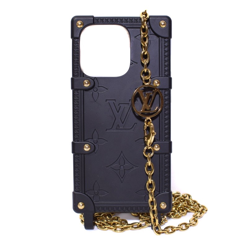 ルイヴィトン LOUIS VUITTON リ・トランク ノワール iPhone14 Pro スマホケース チェーンストラップ付き 黒 ブラック M81997 レディース_画像1