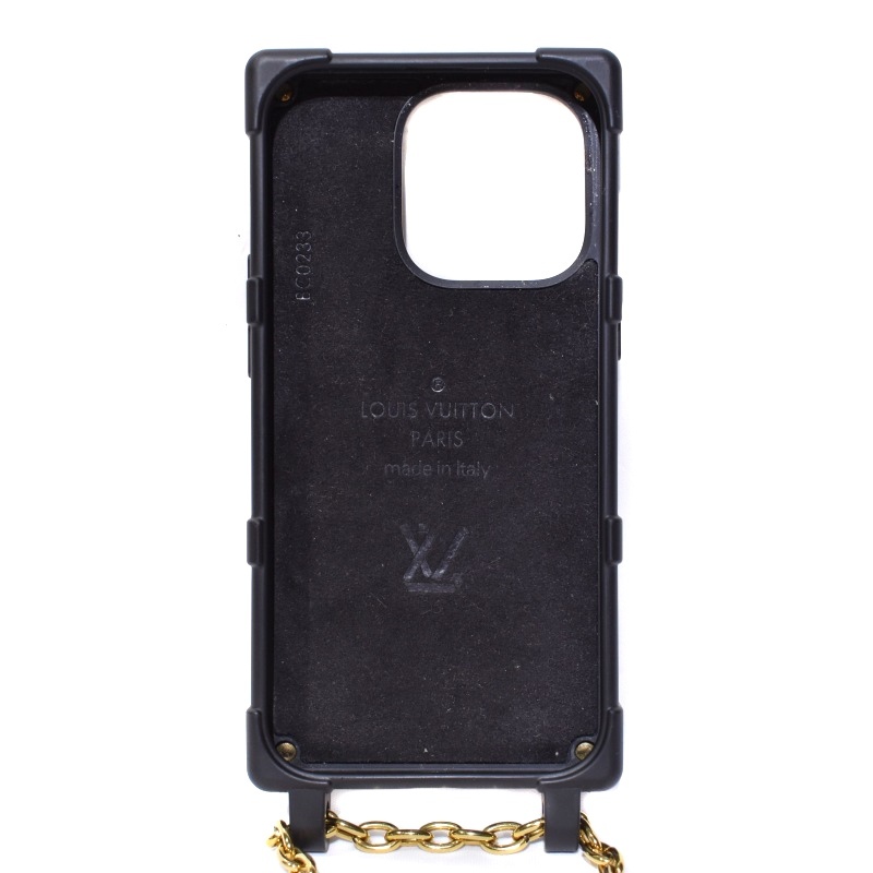 ルイヴィトン LOUIS VUITTON リ・トランク ノワール iPhone14 Pro スマホケース チェーンストラップ付き 黒 ブラック M81997 レディース_画像2