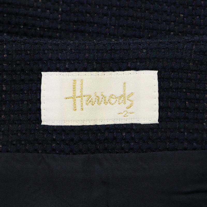 ハロッズ Harrods コットンツイードスカート 膝丈 フレア タック 2 紺 ネイビー /CX ■OS ■SH レディース_画像3