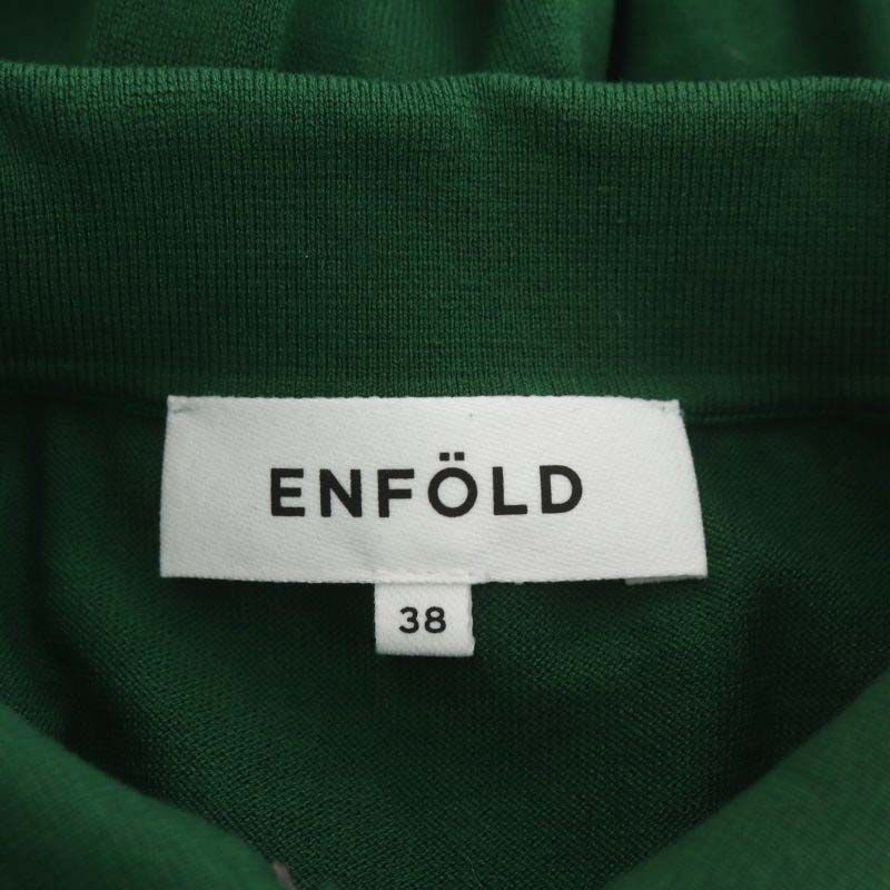エンフォルド ENFOLD 22AW 5分袖ポロシャツ カットソー シルク 38 緑色 グリーン /HS ■OS レディース_画像3