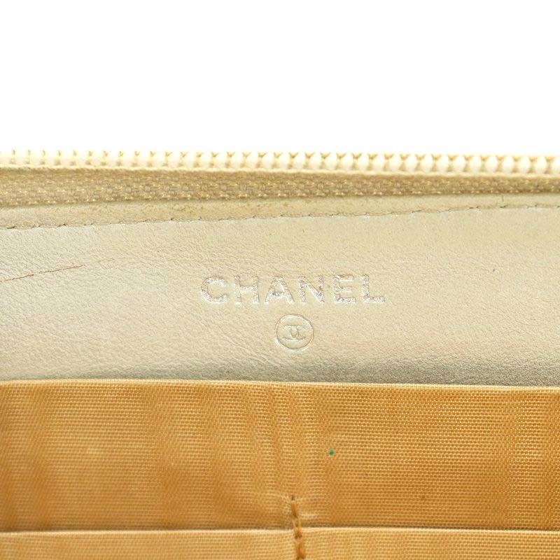 シャネル CHANEL ココマーク キャビアスキン 長財布 ラウンドファスナー 10番台 グレージュ /AN2 ■OH レディース_画像3