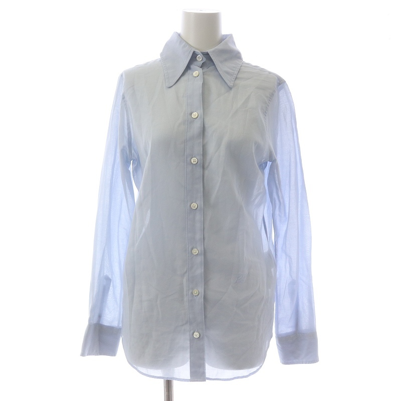 マディソンブルー MADISONBLUE HIGH COLLAR MADAME SHIRT シャツ ブラウス 長袖 ロゴ 刺繍 1 S 水色 ライトブルー /SI11 レディース