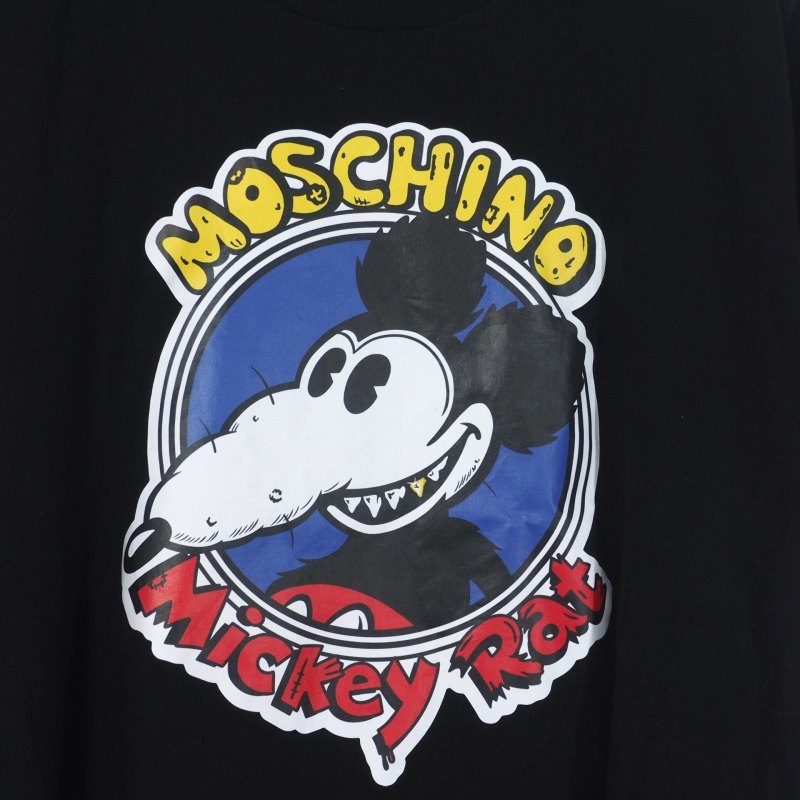 モスキーノ MOSCHINO 20SS Mickey Rat ミッキーラット ネズミプリント Tシャツ 丸首 M 黒 ブラック 201D1A07791040 レディースの画像3