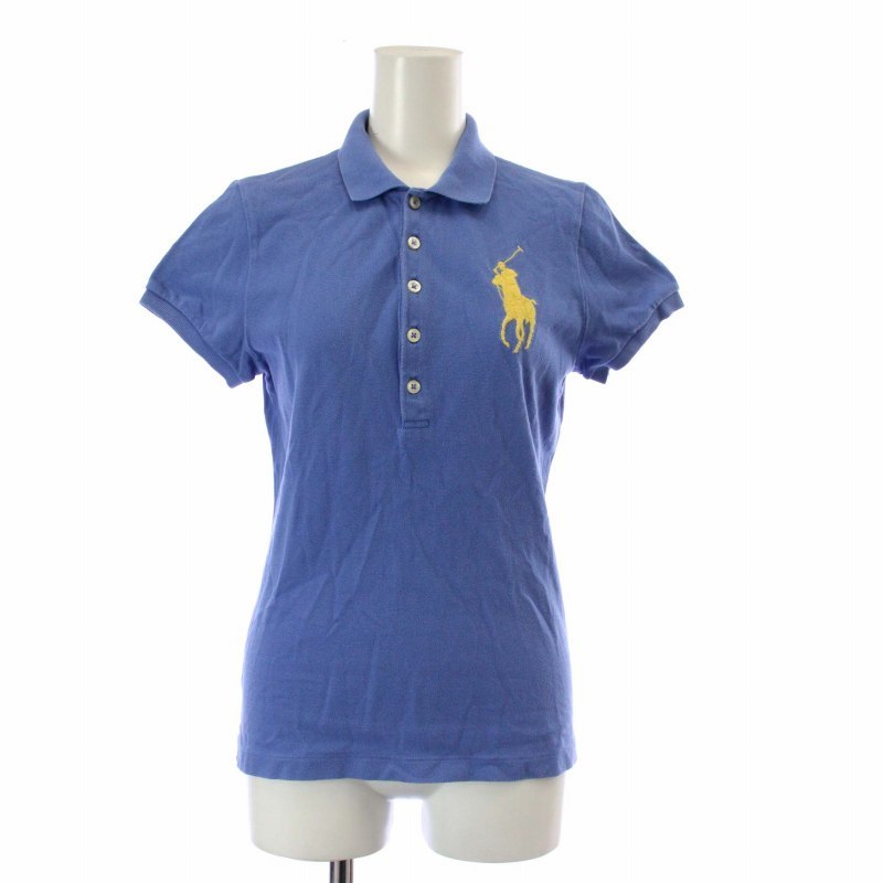 ラルフローレン RALPH LAUREN ポロシャツ 半袖 ビックポニー 刺繍 M 青 ブルー /XZ ■GY11 レディース_画像1