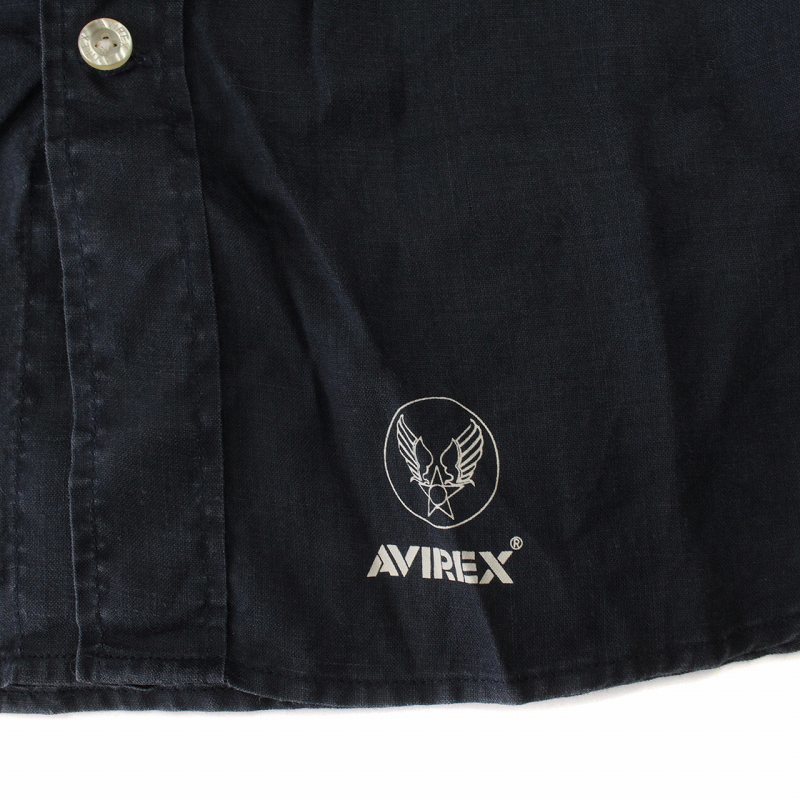 アヴィレックス AVIREX USA ボタンダウンシャツ 長袖 麻 リネン S 紺 ネイビー /IR ■GY22 メンズ_画像8
