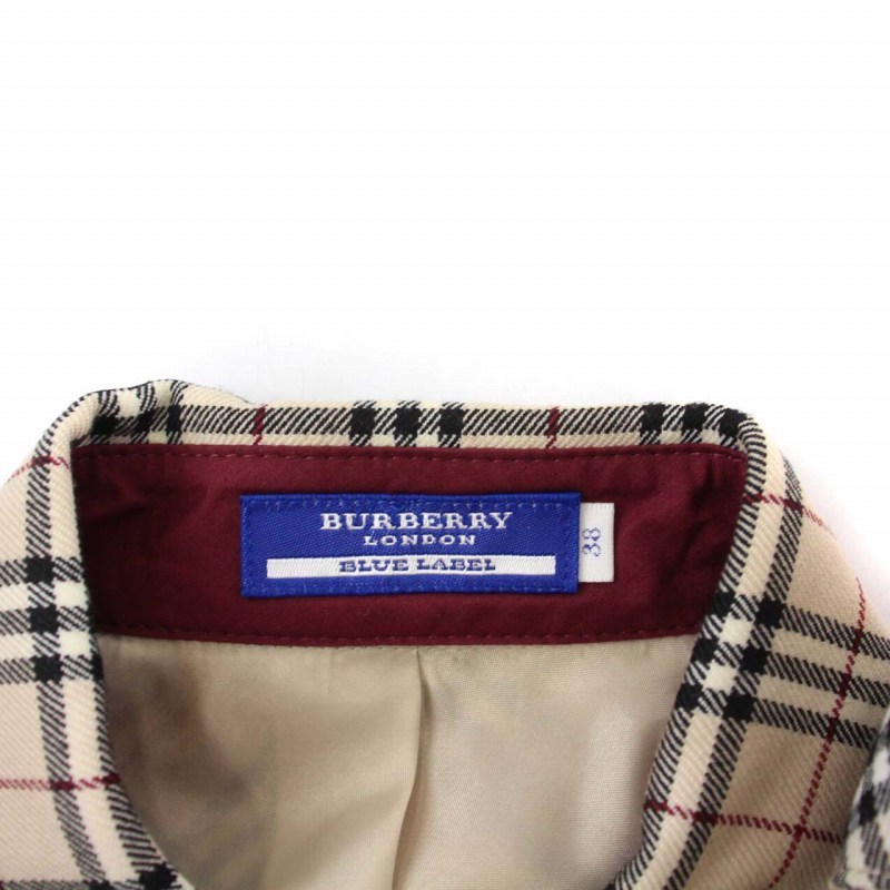 バーバリーブルーレーベル BURBERRY BLUE LABEL シャツワンピース 七分袖 ロング ノバチェック 38 M ベージュ /KH レディース_画像4