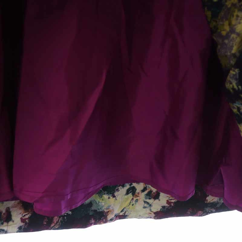 ドレステリア DRESSTERIOR フレアスカート ミモレ ロング タック ジャガード 36 S 白 ホワイト 紫 パープル /AT7 レディース_画像7
