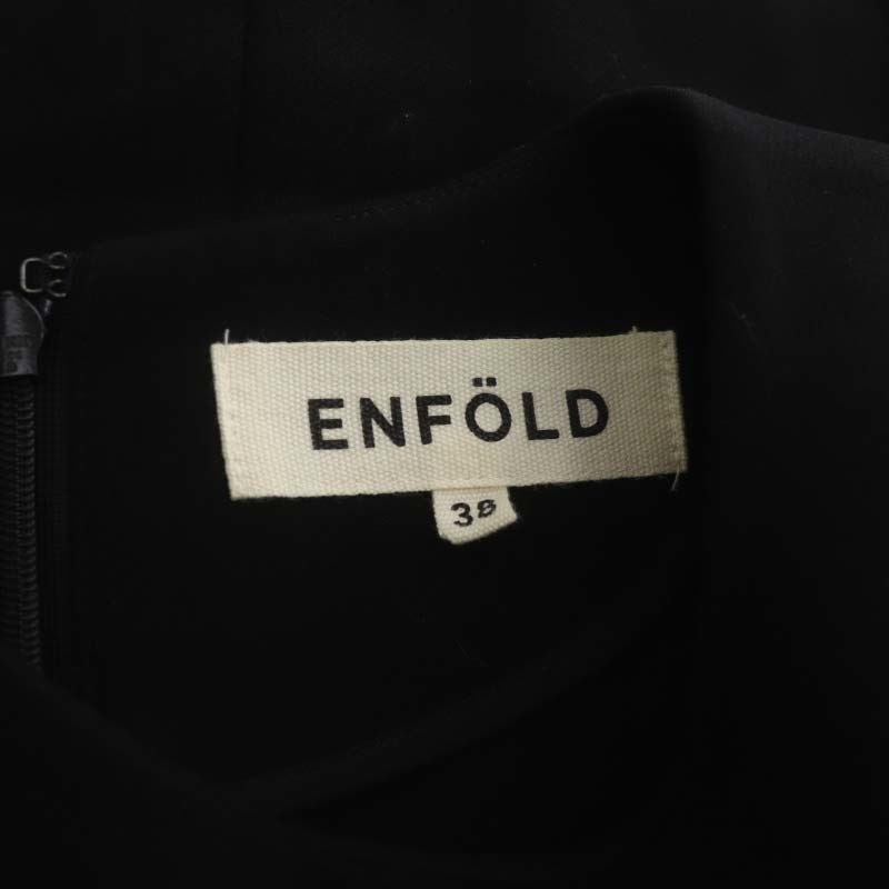 エンフォルド ENFOLD スポンジダブルクロス クロップドプルオーバー カットソー 長袖 38 黒 ブラック /MF ■OS レディース_画像4