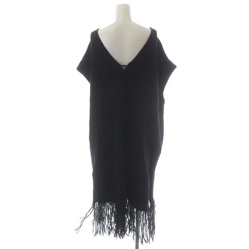  Moussy moussy 21AW HERRINGBONE LONG knitted be strong fringe F black black /DF #OS lady's 