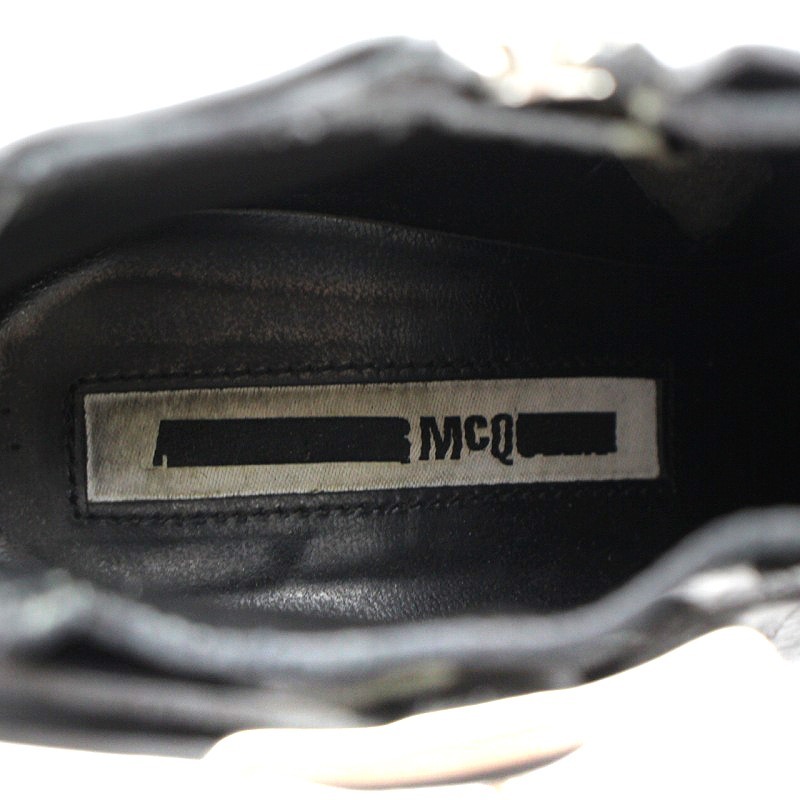 マックキュー McQ ショートブーツ チャンキーヒール レザー 36 23cm 黒 ブラック シルバー色 /AK1 レディース_画像3