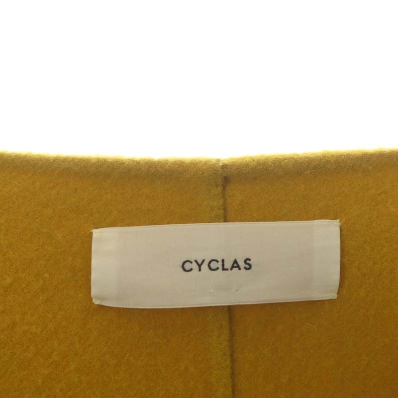 シクラス CYCLAS カシミヤブレンド コート ノーカラー ロング 34 黄色 イエロー /MF ■OS レディース_画像3