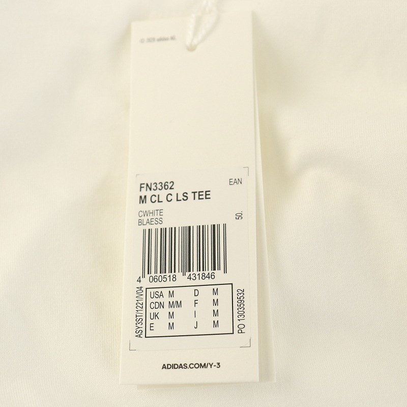 未使用品 ワイスリー Y-3 ヨウジヤマモト M CLASSIC CHEST LOGO LS TEE カットソー Tシャツ ロンT ロゴ 長袖 M 白 ホワイトの画像9