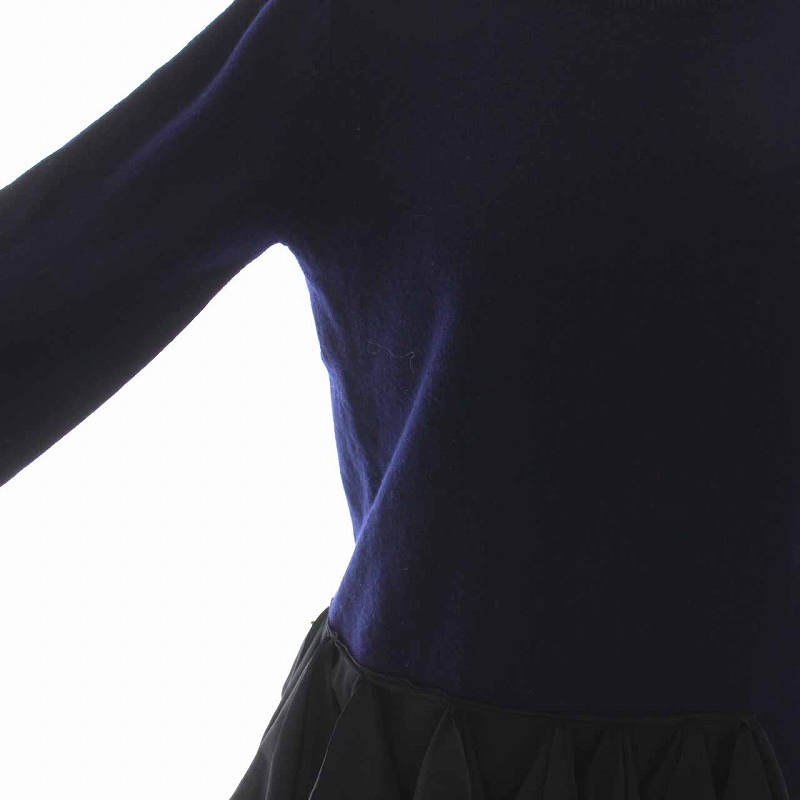 コムデギャルソン COMME des GARCONS AD2013 ニット セーター 裾フリル 長袖 クルーネック XS 紺 ネイビー 黒 GL-N024 /YM レディース_画像6