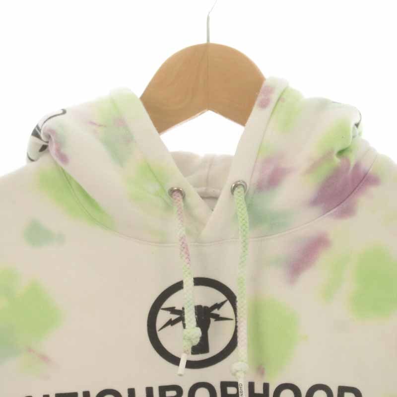 ネイバーフッド NEIGHBORHOOD DYE/CE-HOODED . LS パーカー プルオーバー タイダイ柄 ロゴ 長袖 M 白 ホワイト 191STNH-CSM03 メンズ_画像3