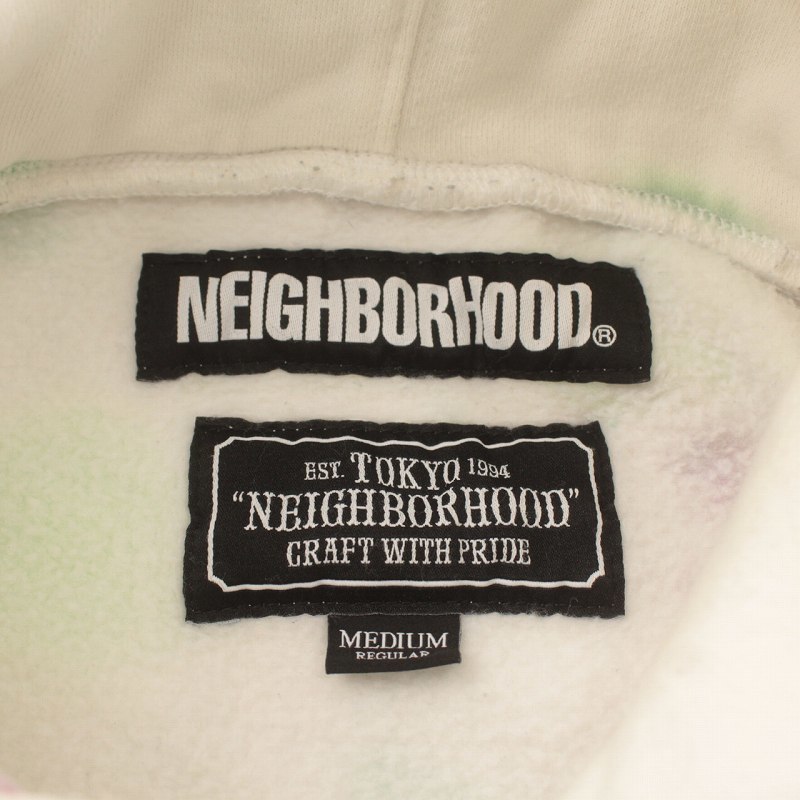 ネイバーフッド NEIGHBORHOOD DYE/CE-HOODED . LS パーカー プルオーバー タイダイ柄 ロゴ 長袖 M 白 ホワイト 191STNH-CSM03 メンズ_画像7