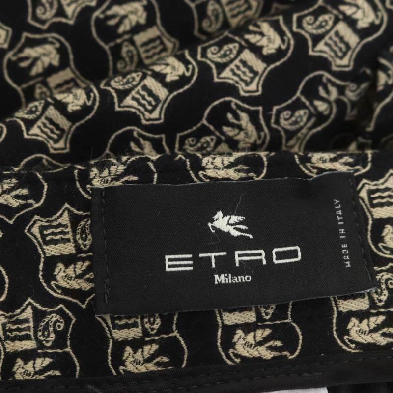 エトロ ETRO エンブレム柄 テーパードパンツ ロールアップ 44 黒 ブラック アイボリー /ES ■OS レディース_画像3