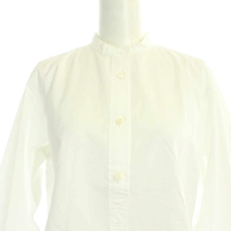 マーガレットハウエル MARGARET HOWELL バンドカラーシャツ ブラウス 長袖 前開き コットン 1 白 ホワイト /NR ■OS レディース_画像4