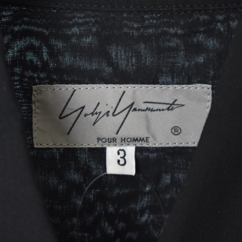 ヨウジヤマモトプールオム YOHJI YAMAMOTO POUR HOMME 19SS IT'S リリック プリント ボタンダウン シャツ 長袖 3 黒 ブラック HH-B62-295_画像3