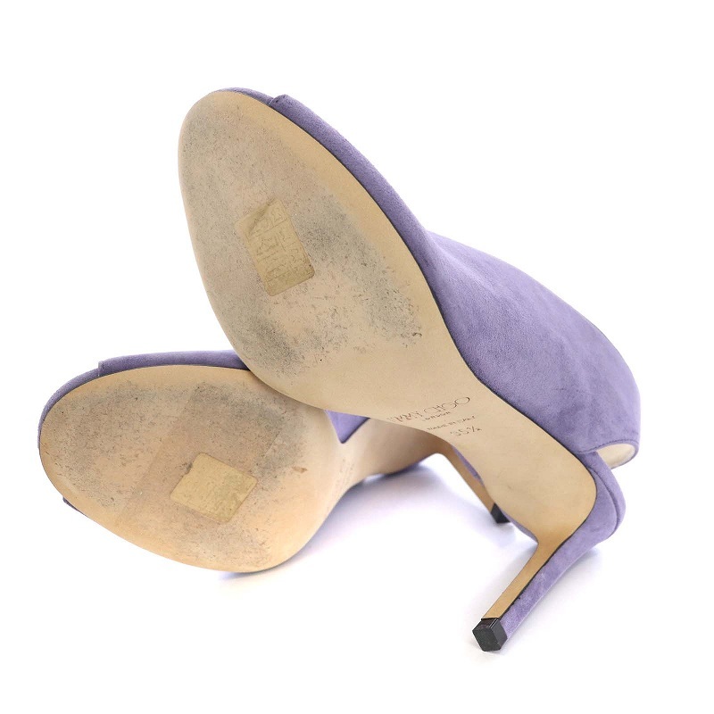 ジミーチュウ Shar Suede Slingback Sandals パンプス オープントゥ スエード ピンヒール 35.5 22.5cm 紫 ラベンダー レディース_画像6