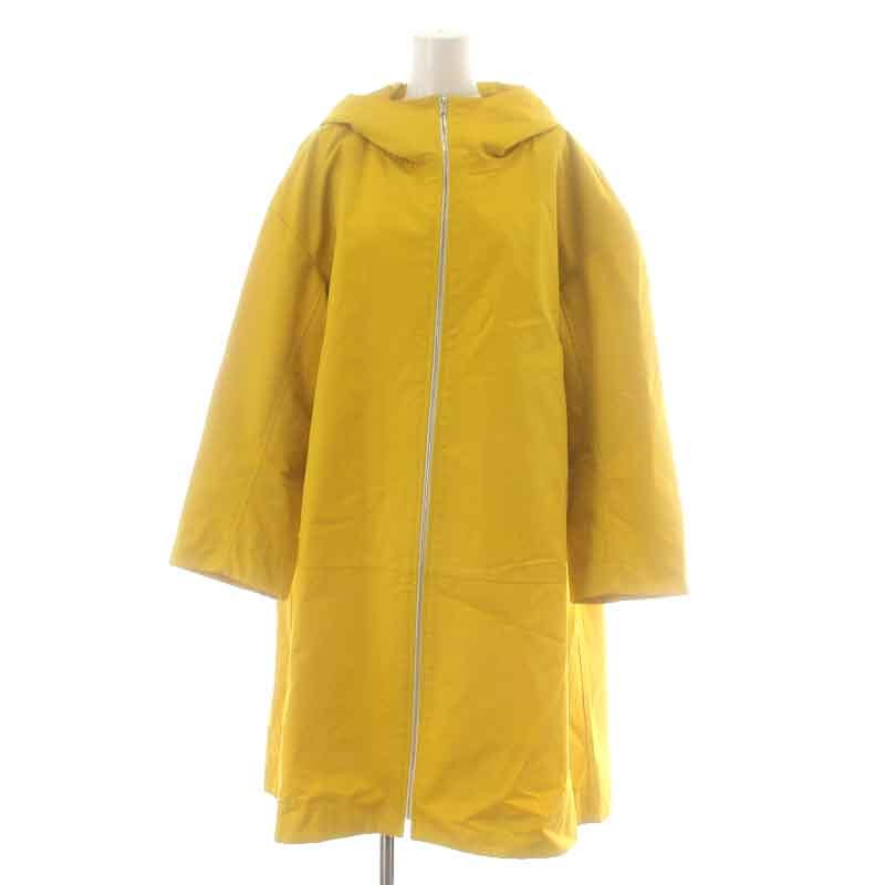 ドゥロワー Drawer コート ロング ジップアップ フード オーバーサイズ 絹 シルク 36 S 黄色 イエロー /NW5 レディース_画像1