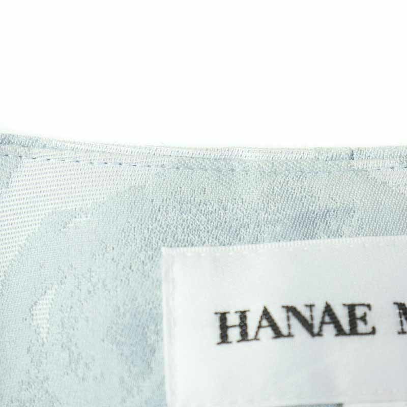 ハナエモリ HANAE MORI スーツ セットアップ 上下 ノーカラージャケット タイトスカート 総柄 38 M 水色 /AT1 レディース_画像9