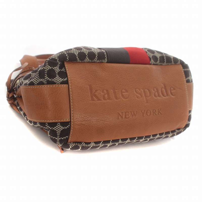 ケイトスペード KATE SPADE ハンドバッグ キャンバス レザー ロゴ 総柄 茶 ブラウン /IR ■GY19 レディース_画像7