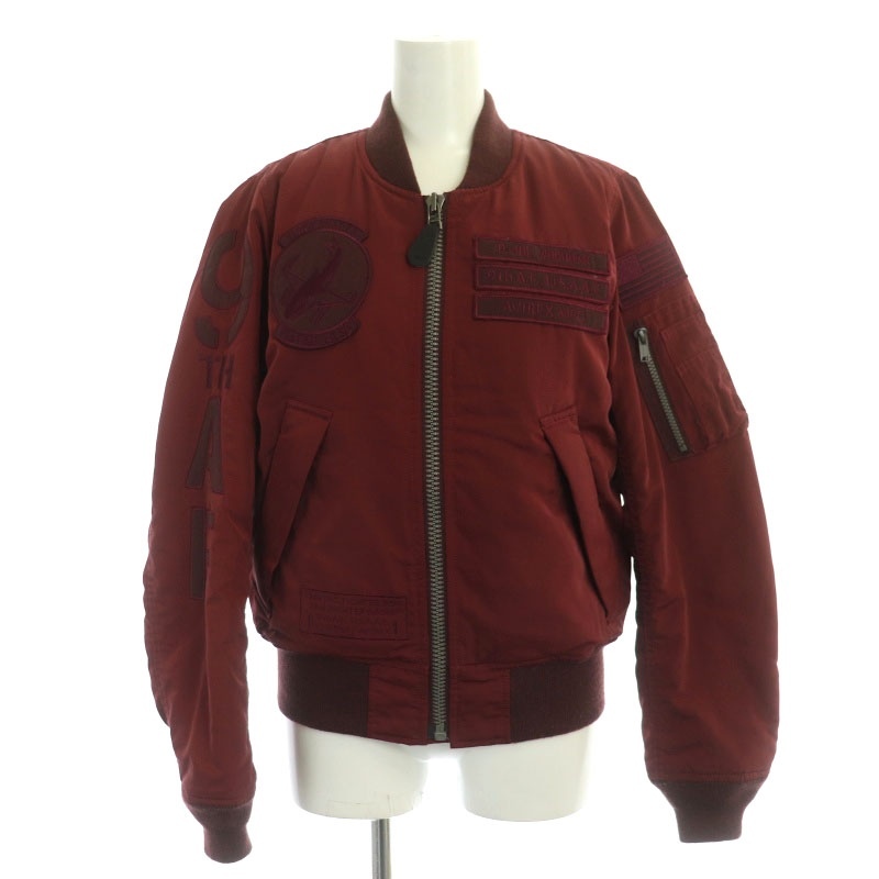アヴィレックス AVIREX ポリエステルMA-1ジャケット ブルゾン 中綿 ワッペン M 赤 レッド /NR ■OS レディース
