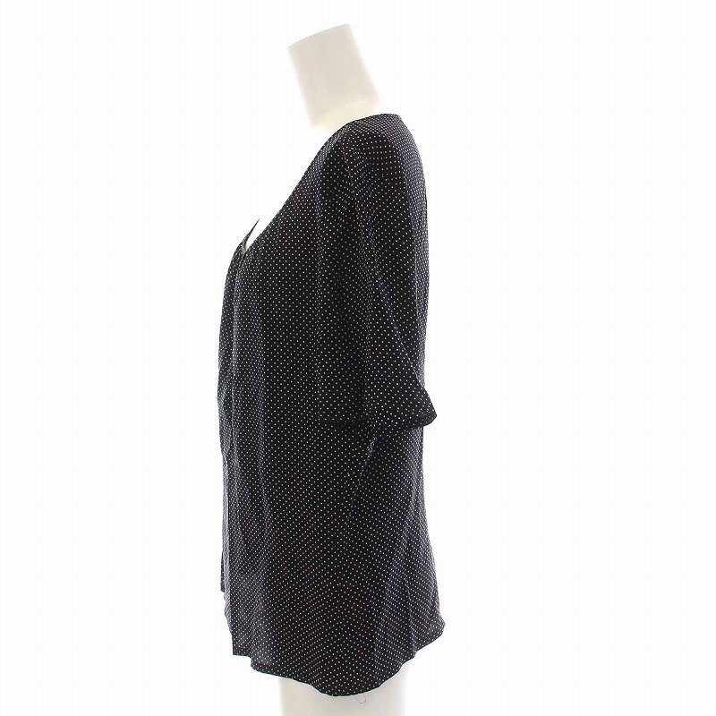  Escada ESCADA блуза cut and sewn точка короткий рукав шелк 100% 36 S чёрный черный /YM женский 